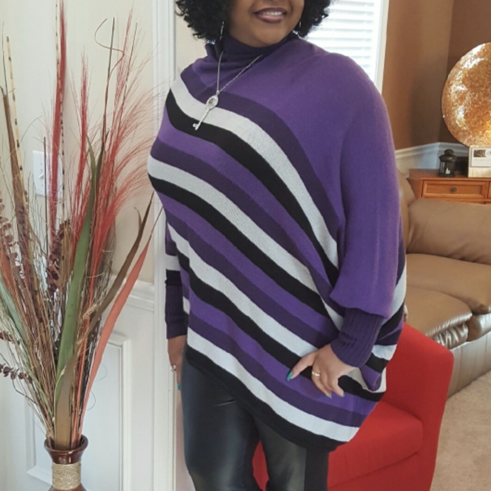 Classy Turtle necklace Sweater.  Lower on one side.